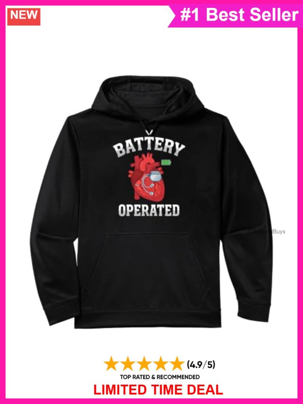 Women's Recovery Heart Pacemaker Graphic Hoodie Polyester Kangaroo Pocket